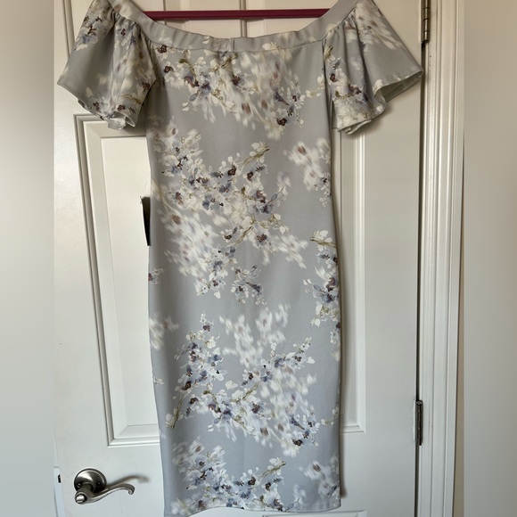 MISSGUIDED Floral Bardot Split Front MIDI Dress - Picture 2 of 8